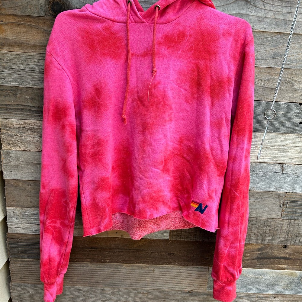 Aviator nation cropped pink hooded sweatshirt.  Size xsmall